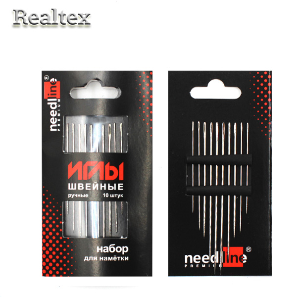 Набор игл швейных ручных ИЗ-200930 никелированных ассорти для наметки (10 игл) 