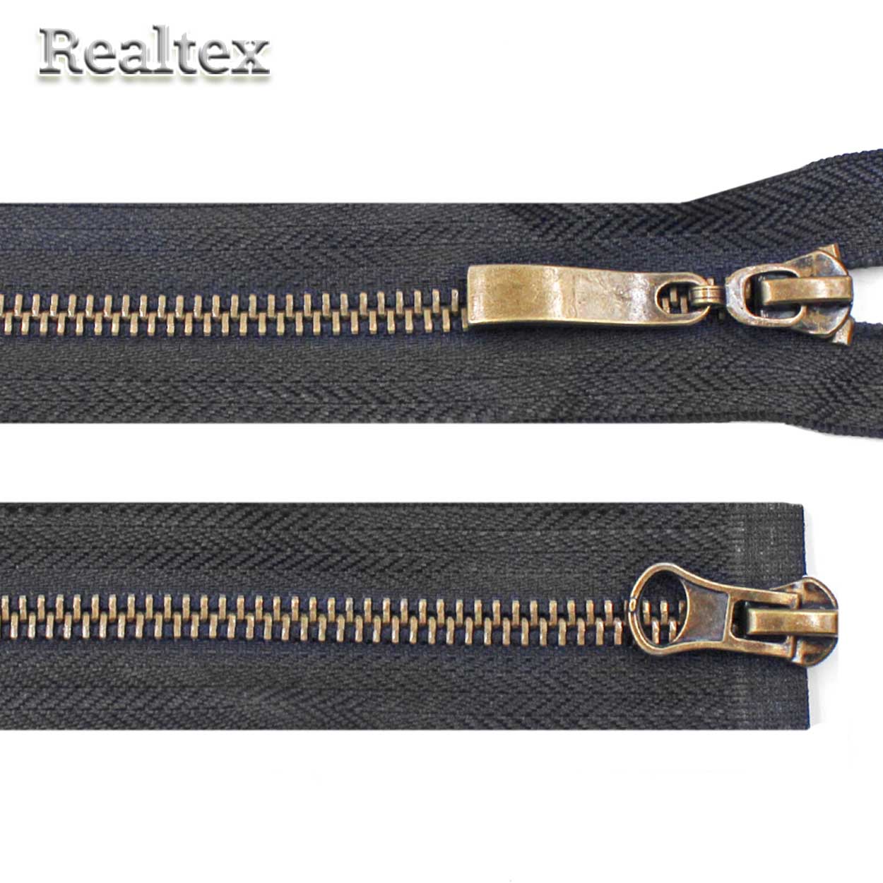 Молния металл Т.5 2замка 85см разъемная цв.антик/301 т.серый