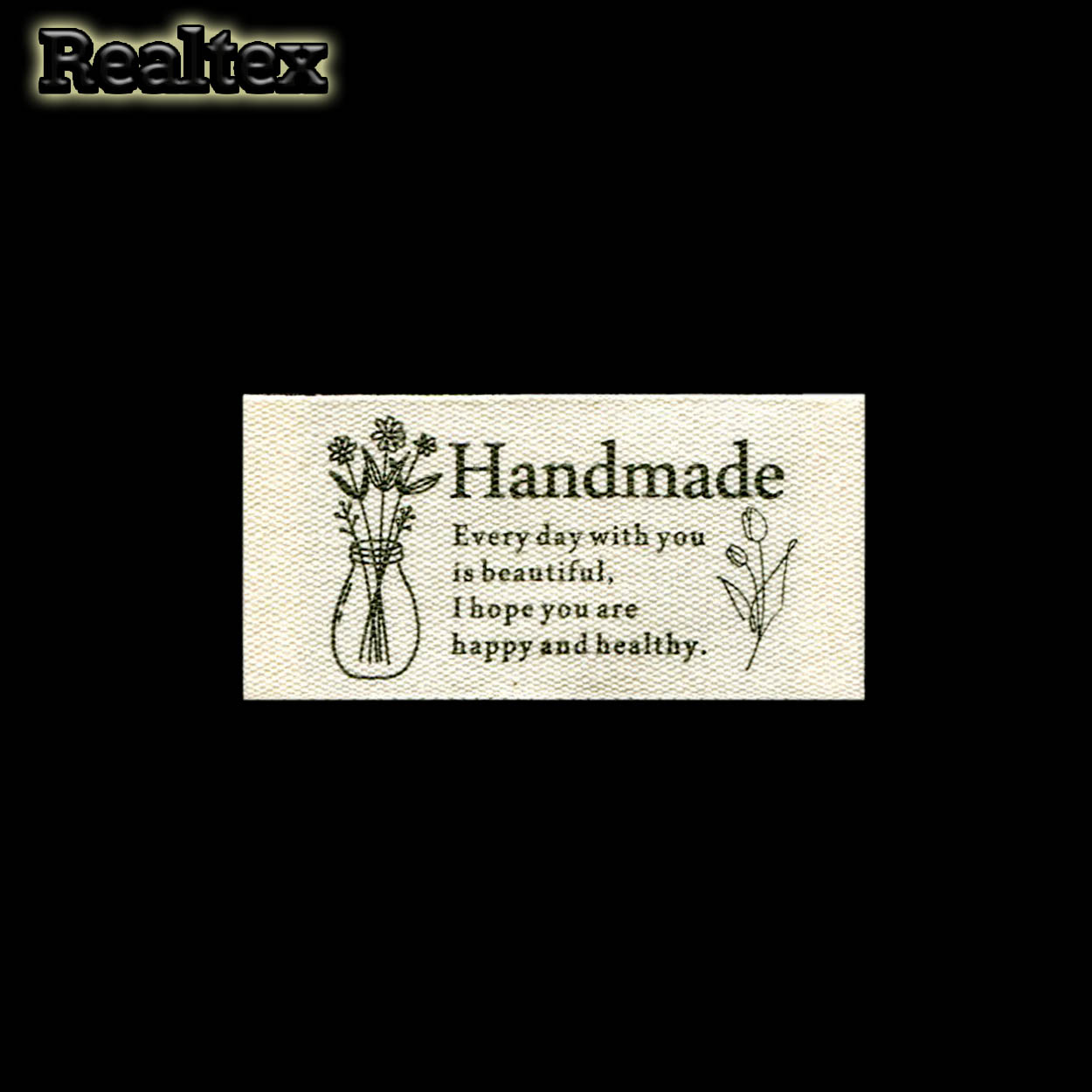 Бирка пришивная ткань Реалтекс №58 "HandMade" (25шт) цв.суровый