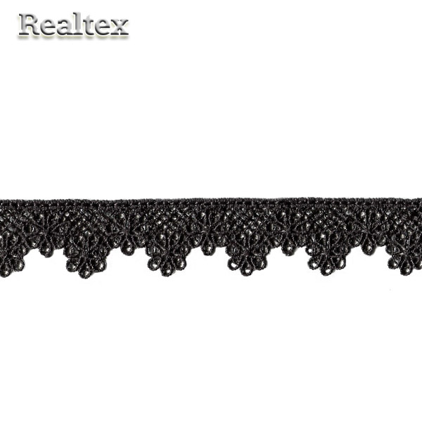Кружево  гипюр  Realtex  20мм LF-181 цв.01 чёрный  