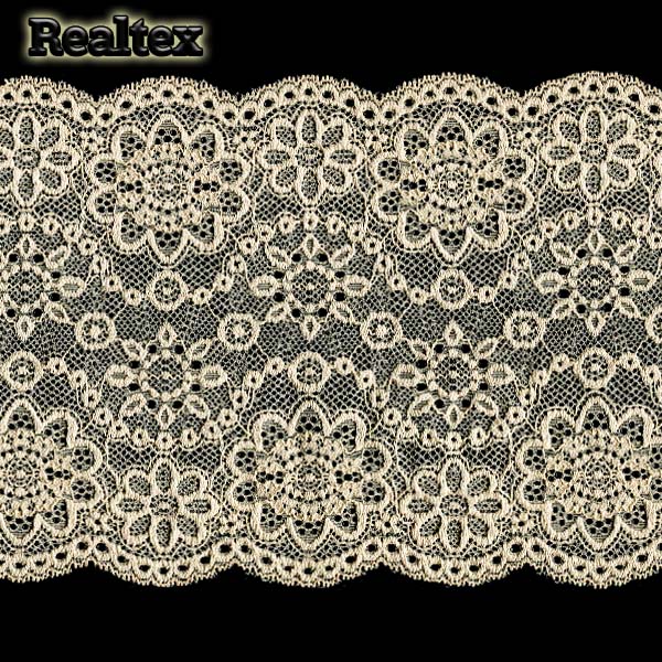 Кружево стрейч 185мм TBY 00755 (10м) цв.126 бежевый