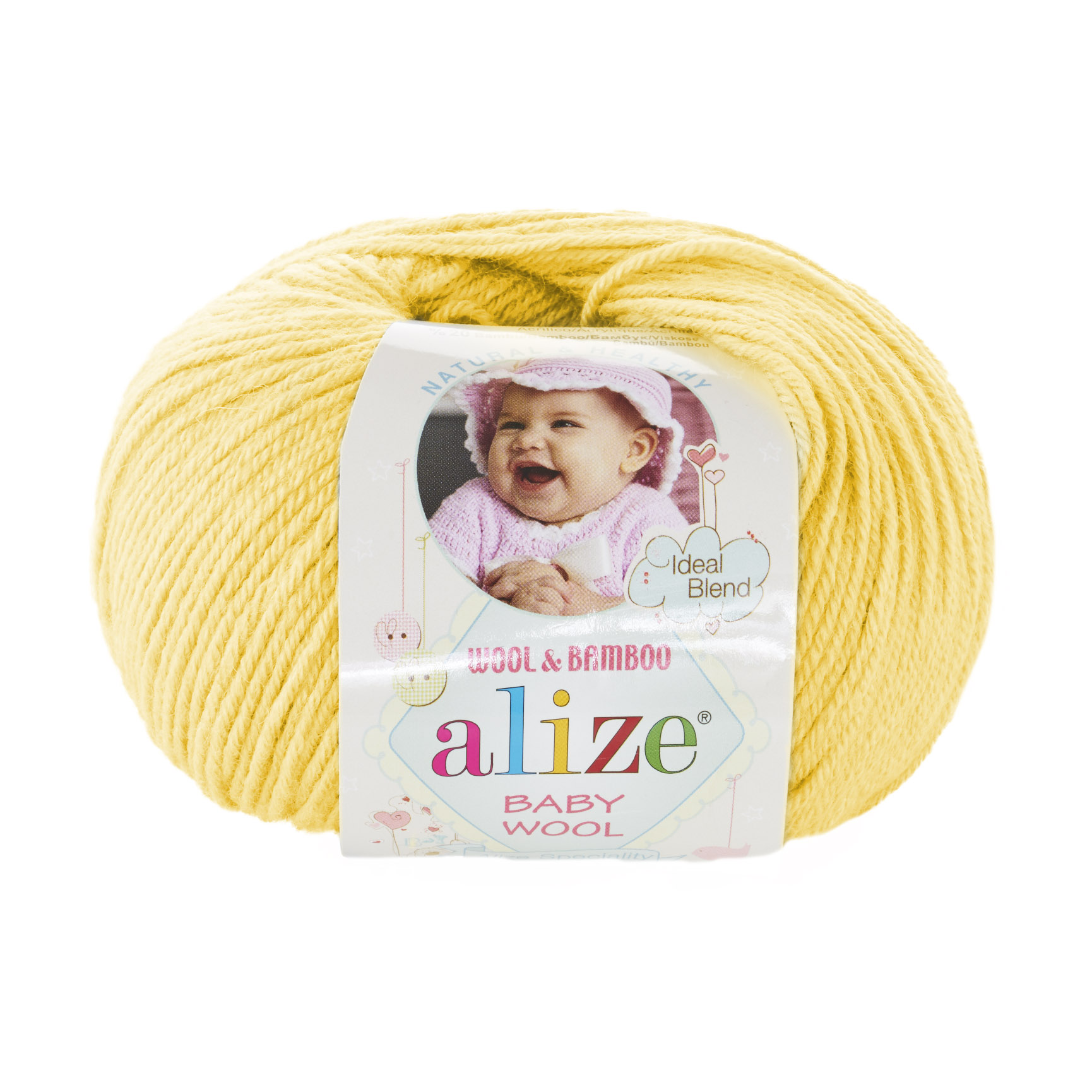 Пряжа Alize "Baby Wool" (50гр) цв.187 лимонный