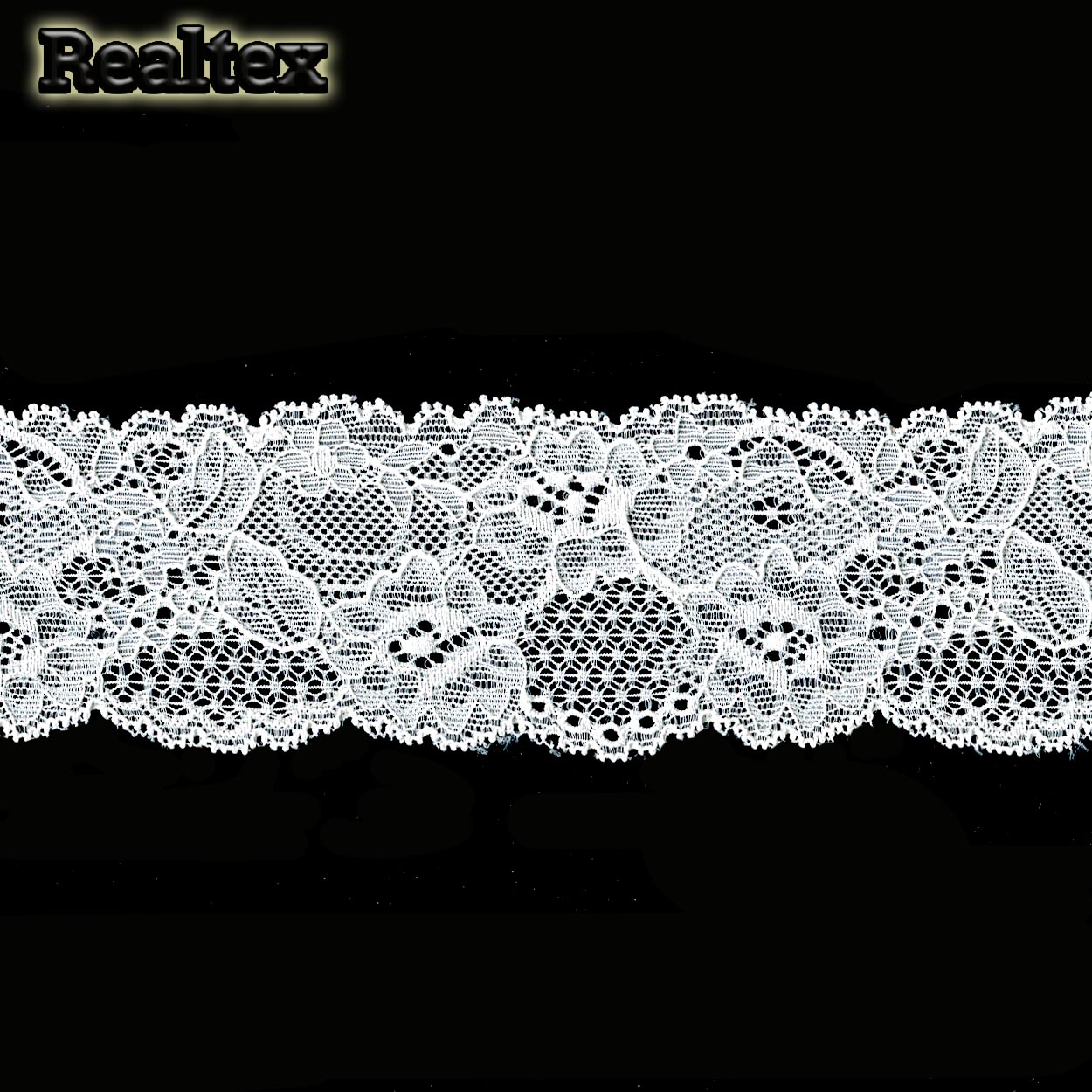 Кружево стрейч Realtex  58мм HD 1021 (20м) цв.светло-молочный