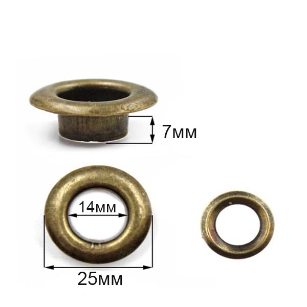 Люверсы №27 (14мм) с кольцами цв.антик