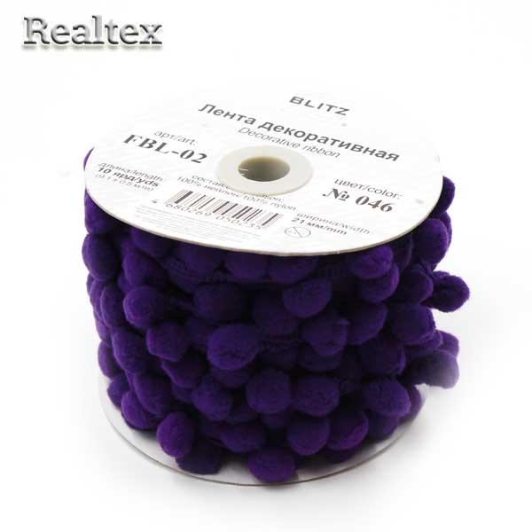 Тесьма декоративная FBL-02 21мм "Blitz" цв.046 лиловый