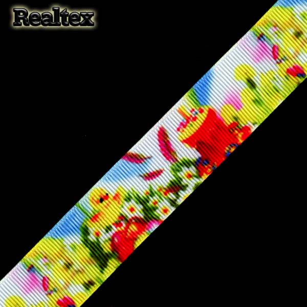 Лента репсовая с рисунком Реалтекс 25мм "Пасха" цв.mix