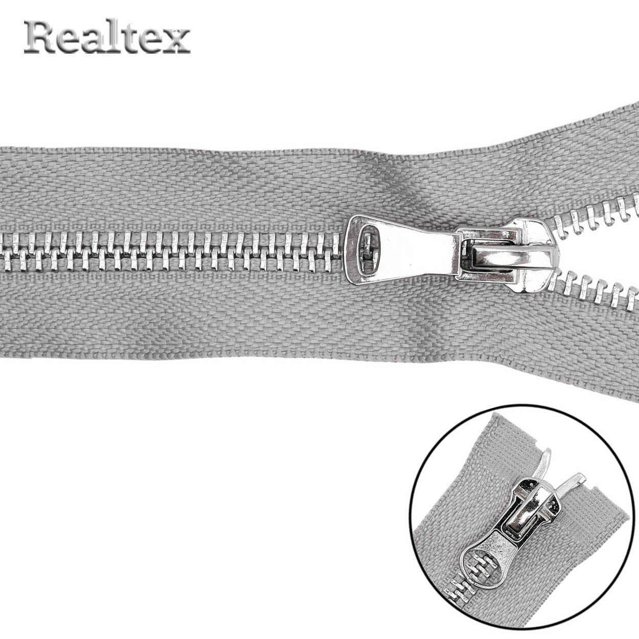 Молния металл Т.5 2замка 85см разъемная цв.никель/340 светло-серый