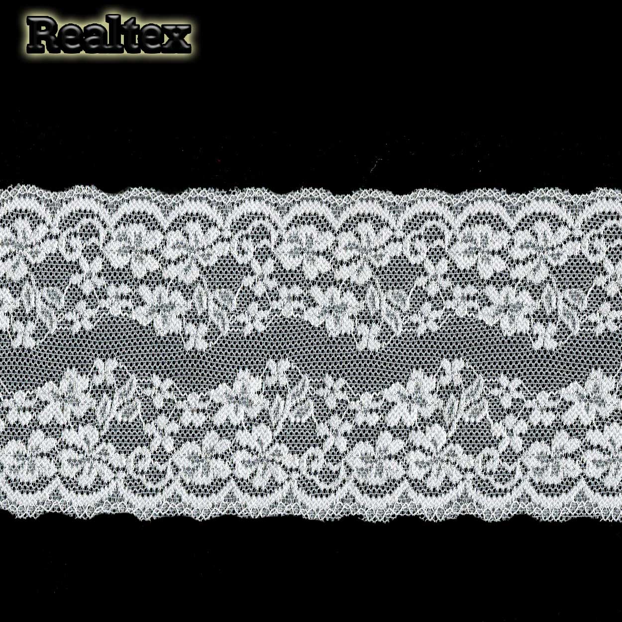 Кружево стрейч Realtex 100мм 6071 (15м) цв.светло-молочный