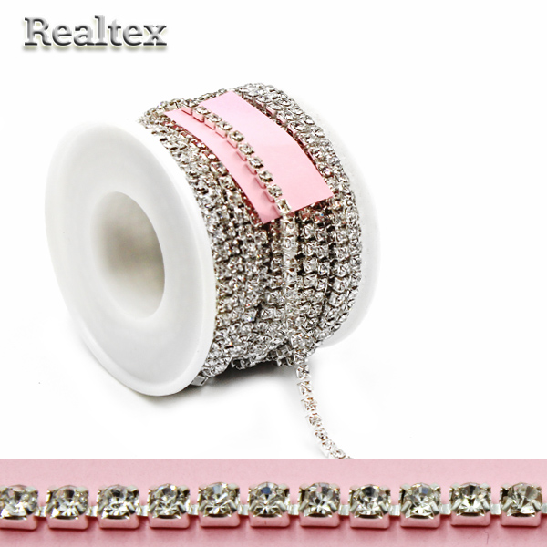 Тесьма-стразы Реалтекс SS-12 3,2мм (оригинал-стекло)  цв.crystal/никель