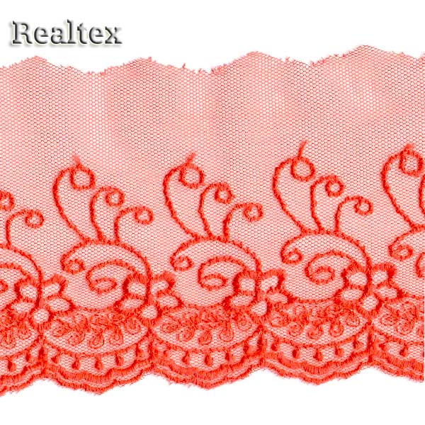 Кружево на сетке  81мм 2935 цв.068 яр.коралл