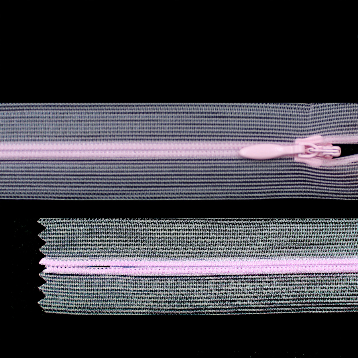 Молния потайная G010S на сетчатой тесьме 50см цв.133 светло-розовый 