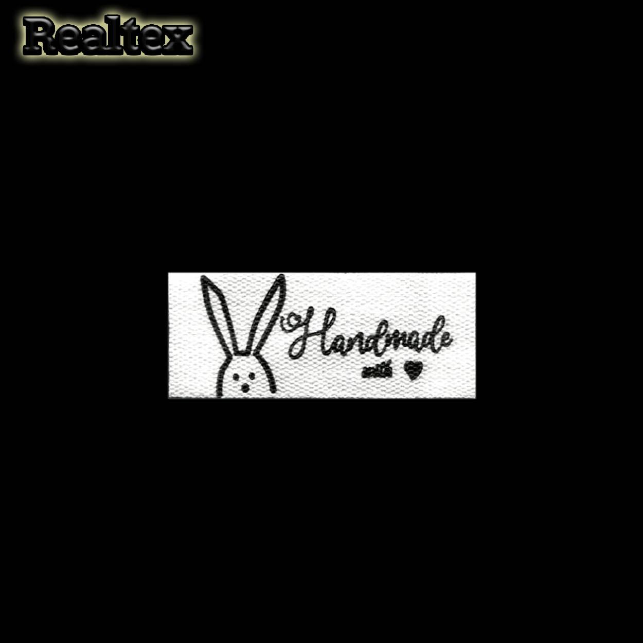 Бирка пришивная ткань Realtex №31 "HandMade" (25шт) цв.белый