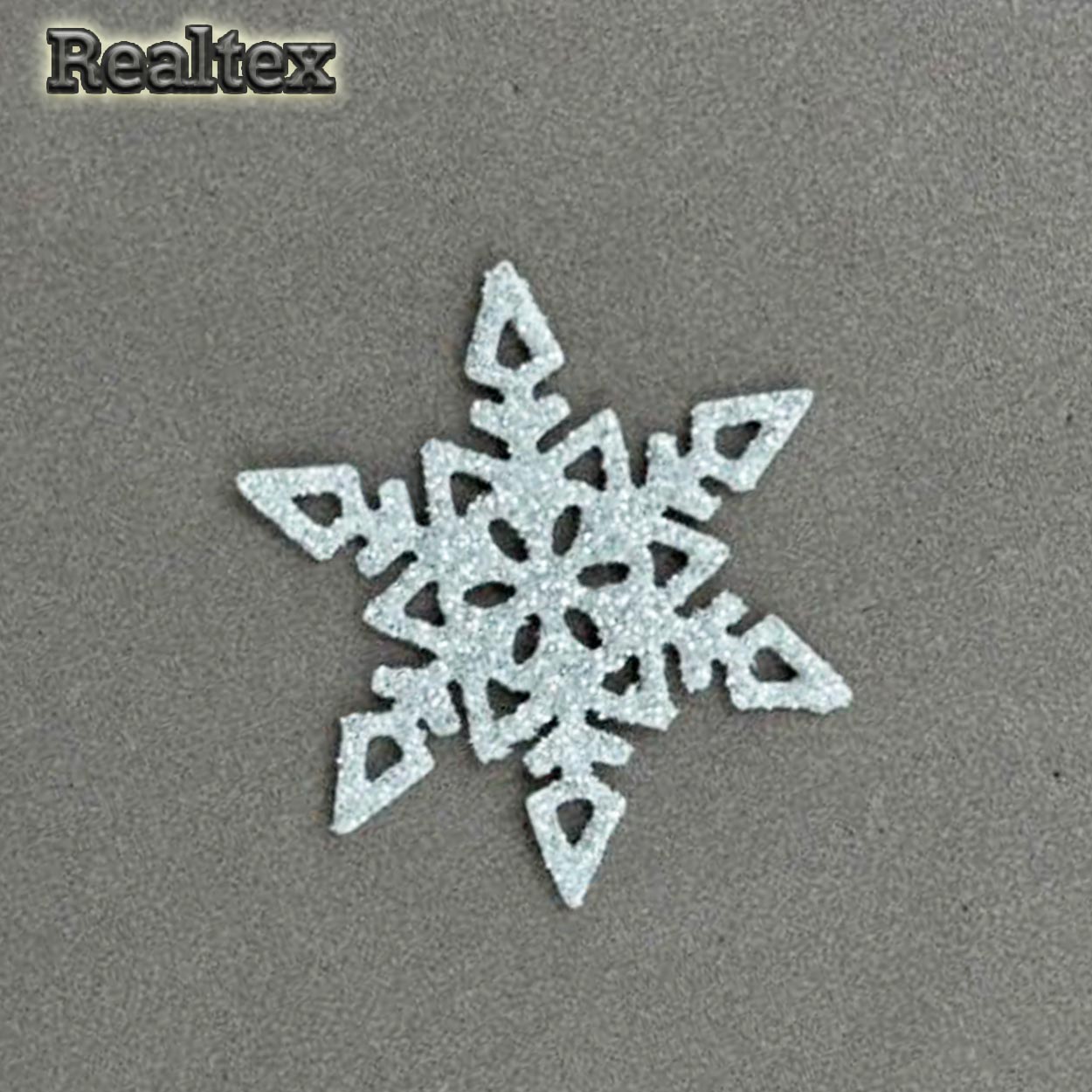 Набор 12 "Снежинки" из глиттерного фоамирана 40мм (10 шт) цв.серебро
