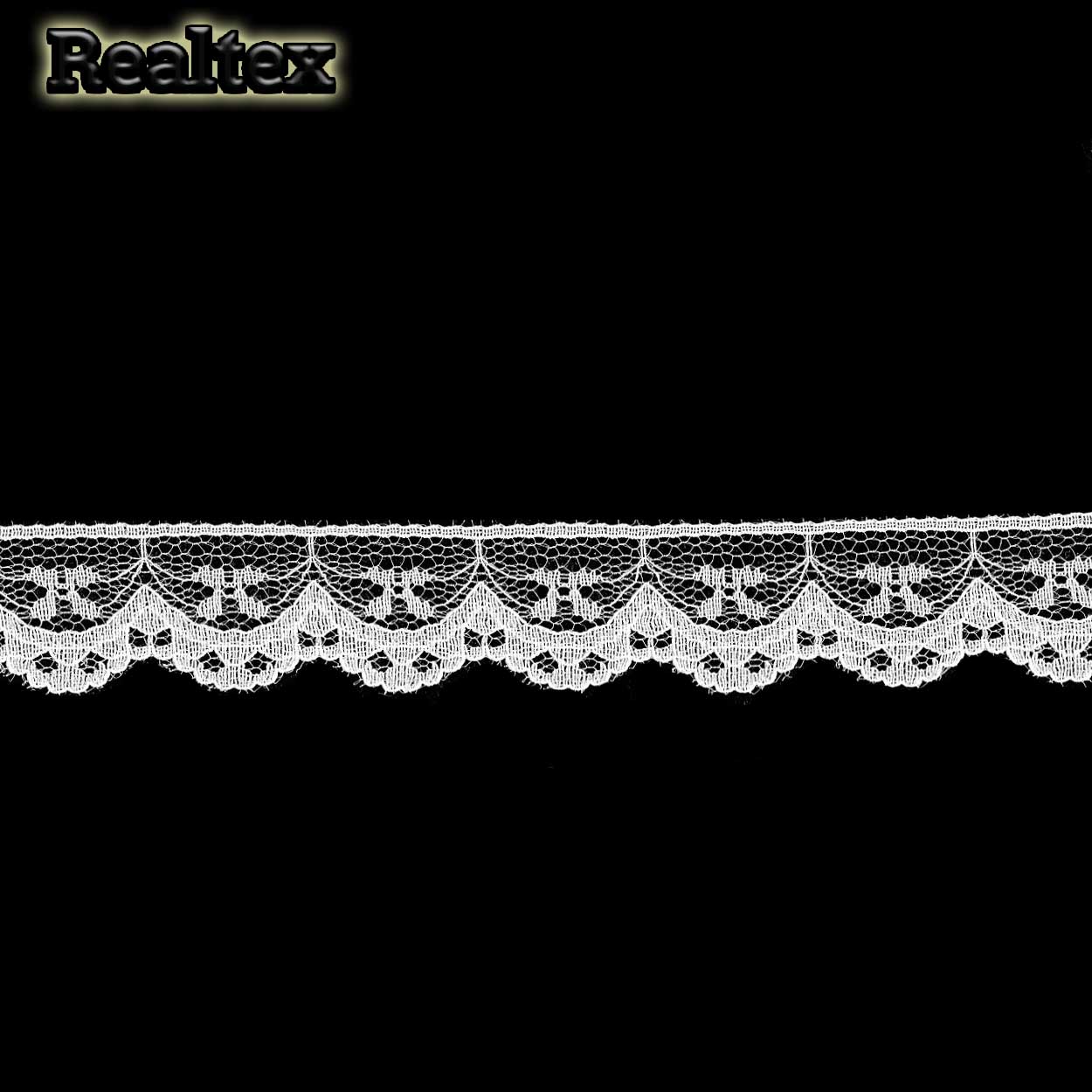 Кружево капроновое Реалтекс  25мм SC 076 (25м) цв.белый
