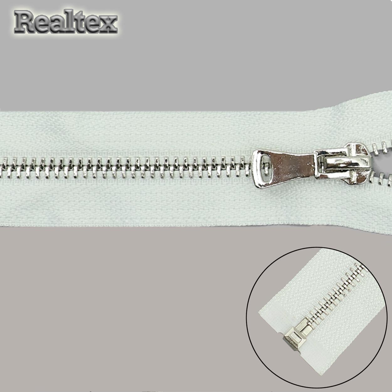 Молния металл Т.5  80см разьемная цв.никель/571 молочный