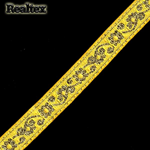 Тесьма жакардовая 18мм с1856г17 рис.9414"в" (10м) цв.желтый/золото