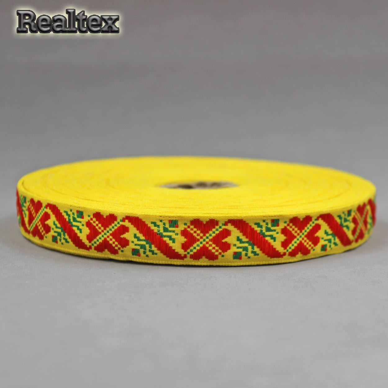 Тесьма жакардовая 18мм с1851г17 рис.9514 (25м) цв.желтый