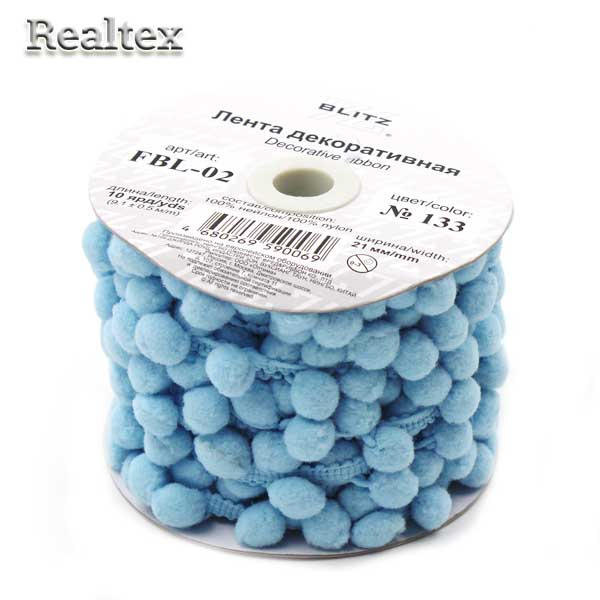 Тесьма декоративная FBL-02 21мм "Blitz" цв.133 голубой