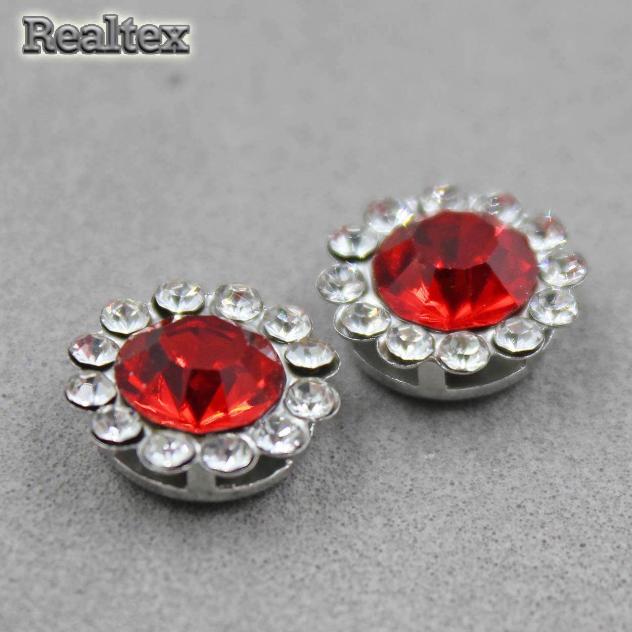 Стразы пришивные стекло в оправе Realtex "цветок" 12мм цв.39 Lt.Siam/Crystal