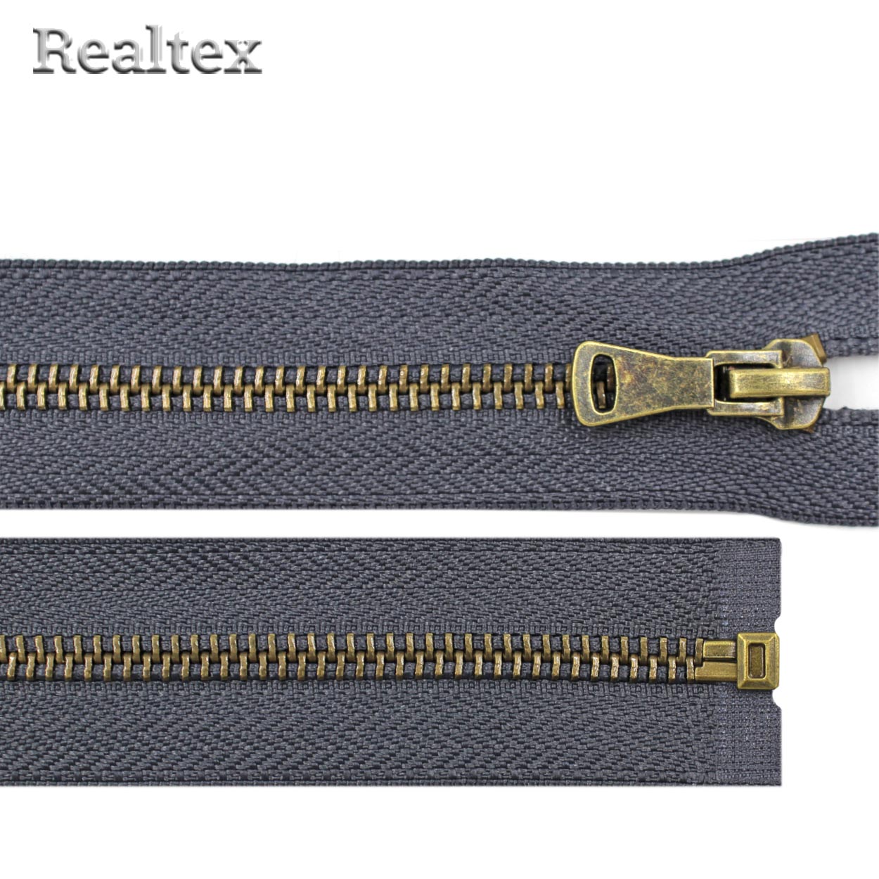 Молния металл Т.5 1 замок 75см разьемная цв.антик/301 серый