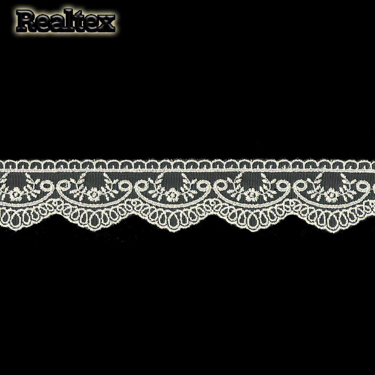 Кружево Реалтекс на сетке  55мм 8BE1158А матовая нить цв.молочный
