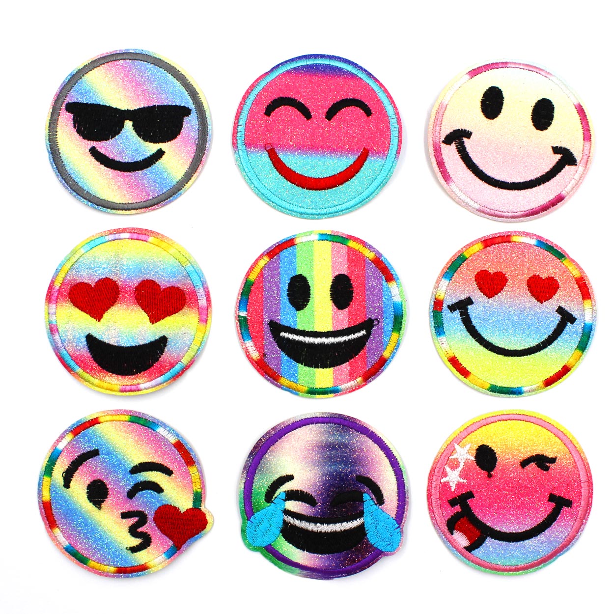 Термоаппликации детские RS 1201 "Смайл глитер" цв.ассорти