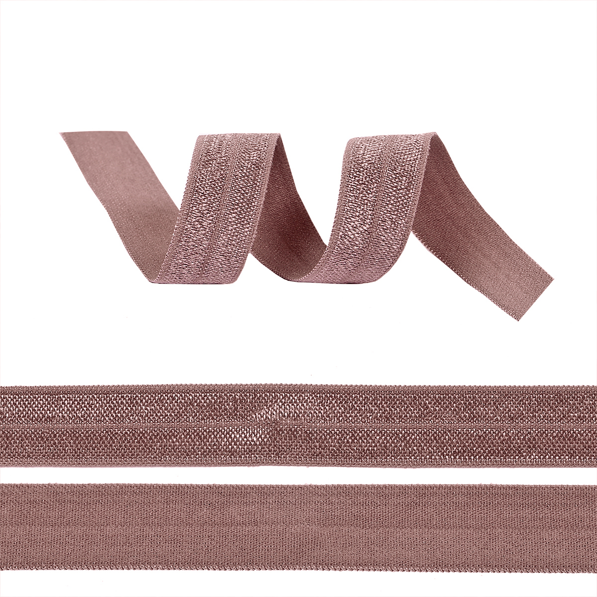 Косая бейка стрейч блестящая 15мм (50м) цв.L885 кофейно-розовый