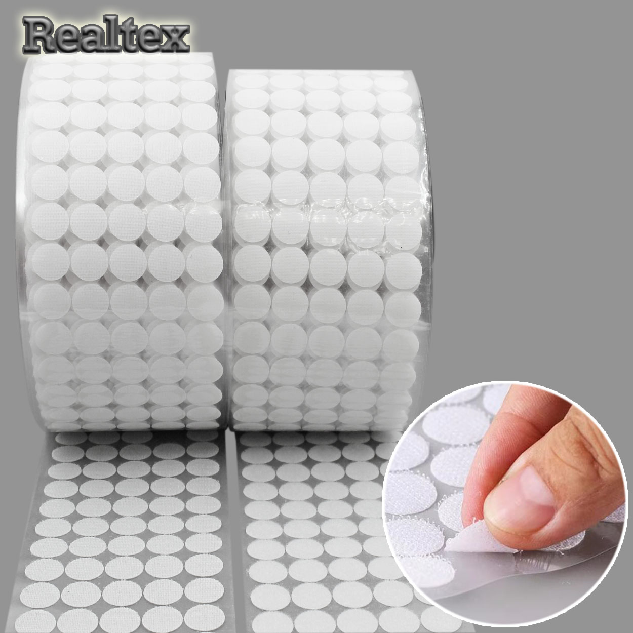 Липучка клеевая Realtex "Точки" 20мм (5500шт) цв.белый