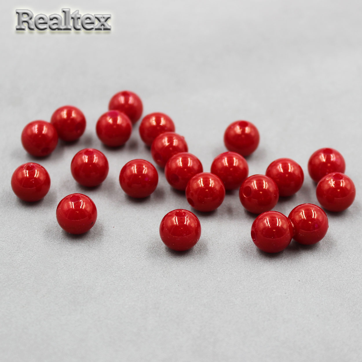 Бусины пластик Реалтекс 10мм под жемчуг (100гр) цв.040 красный