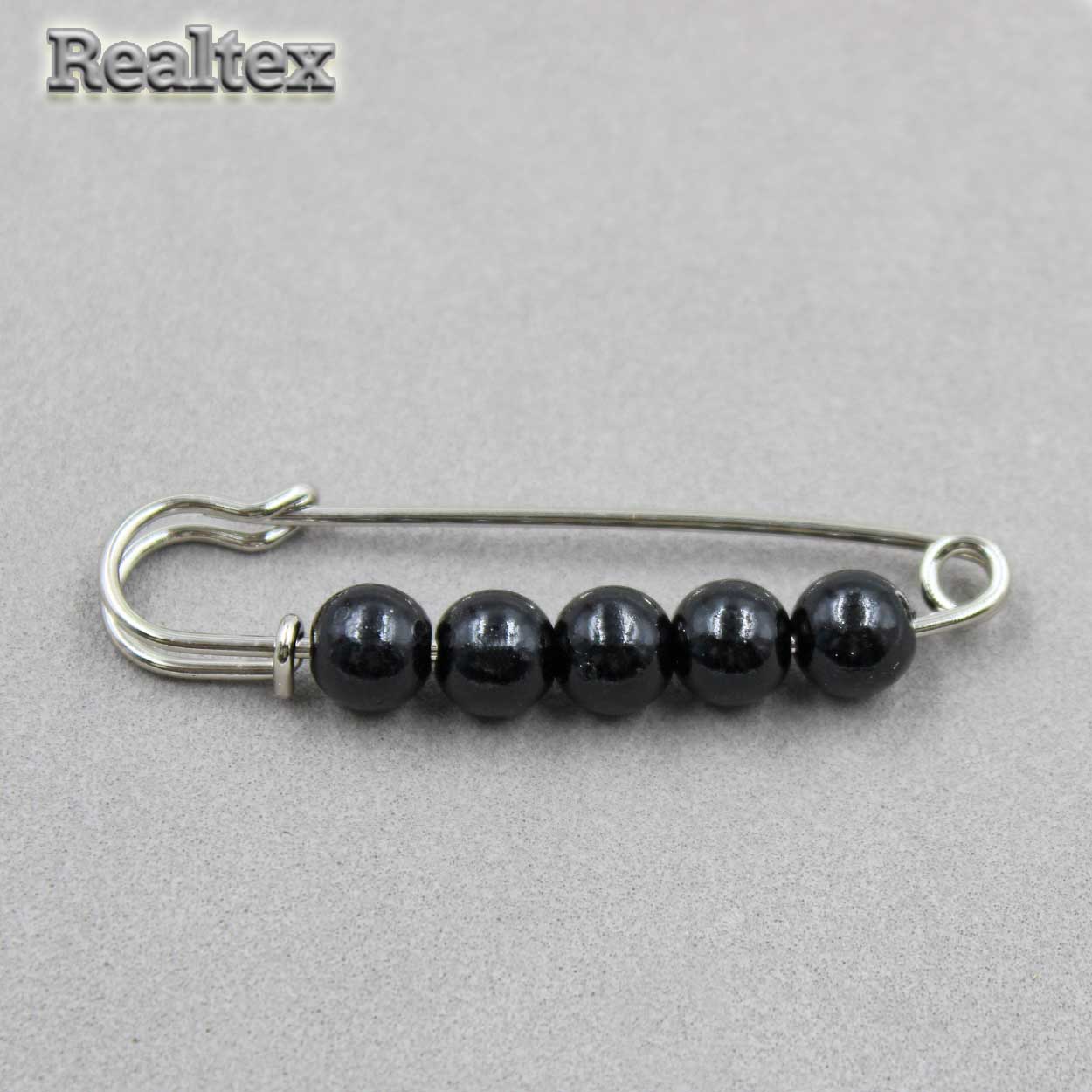 Булавки декоративные Realtex FD-060-1 55мм (5шт) цв.никель/черный