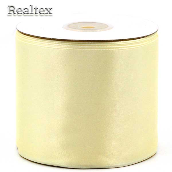 Лента атласная 75мм Realtex (32.9м) цв.002 молочный