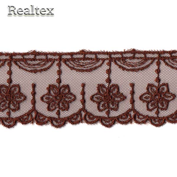 Кружево на сетке  40мм 2976 цв.090 коричневый