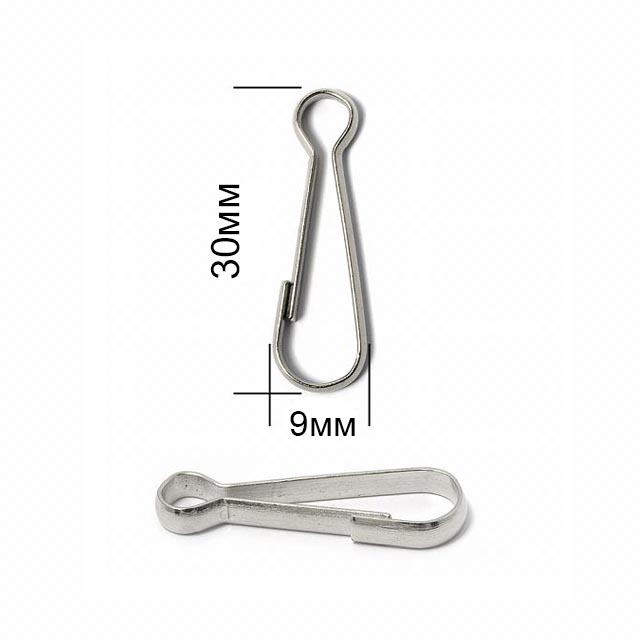 Карабин металлический TB.JX5577 30мм (50шт) цв.сталь 