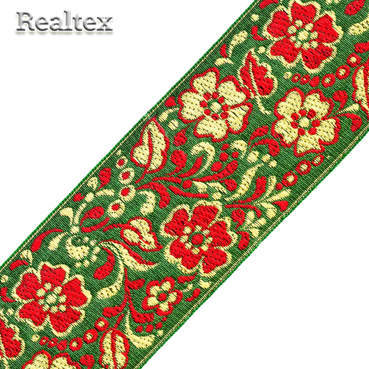 Тесьма жакардовая 65мм с3799г17 рис.9608 (10м) цв.зеленый