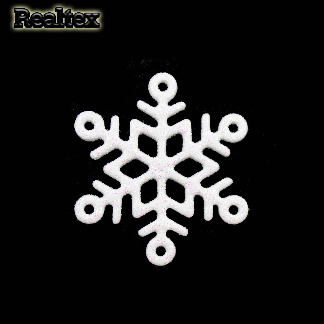 Набор 07 "Снежинки" из глиттерного фоамирана 39мм (10 шт) цв.белый