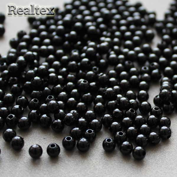 Бусины пластик Реалтекс  5мм под жемчуг (100гр) цв.002 черный