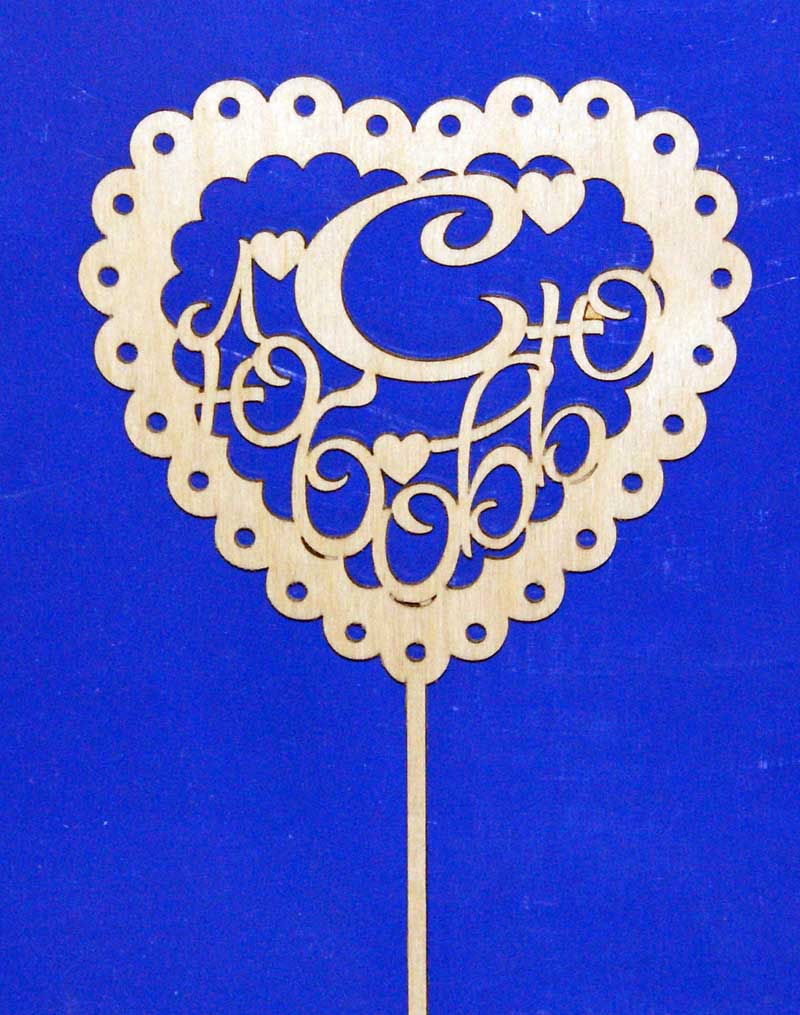 Заготовка для декорирования деревянная Топпер "С любовью!" (сердечко) 17*27см