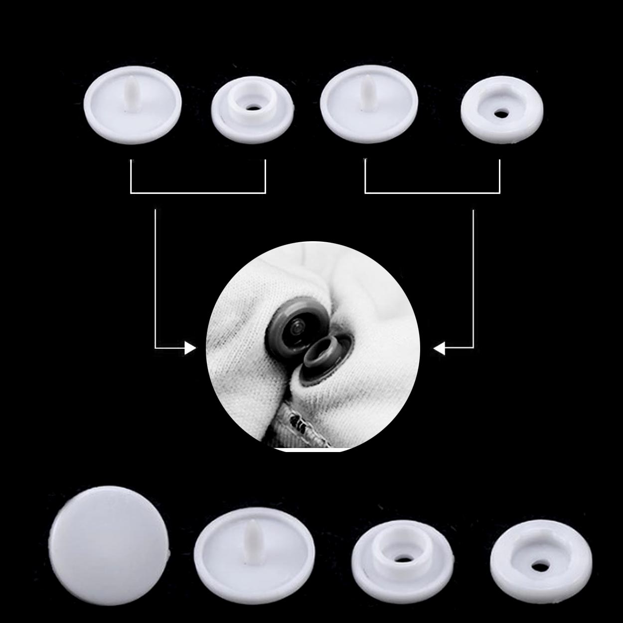 Кнопка рубашечная POM-15 пластик 15мм (100шт) цв.001 белый