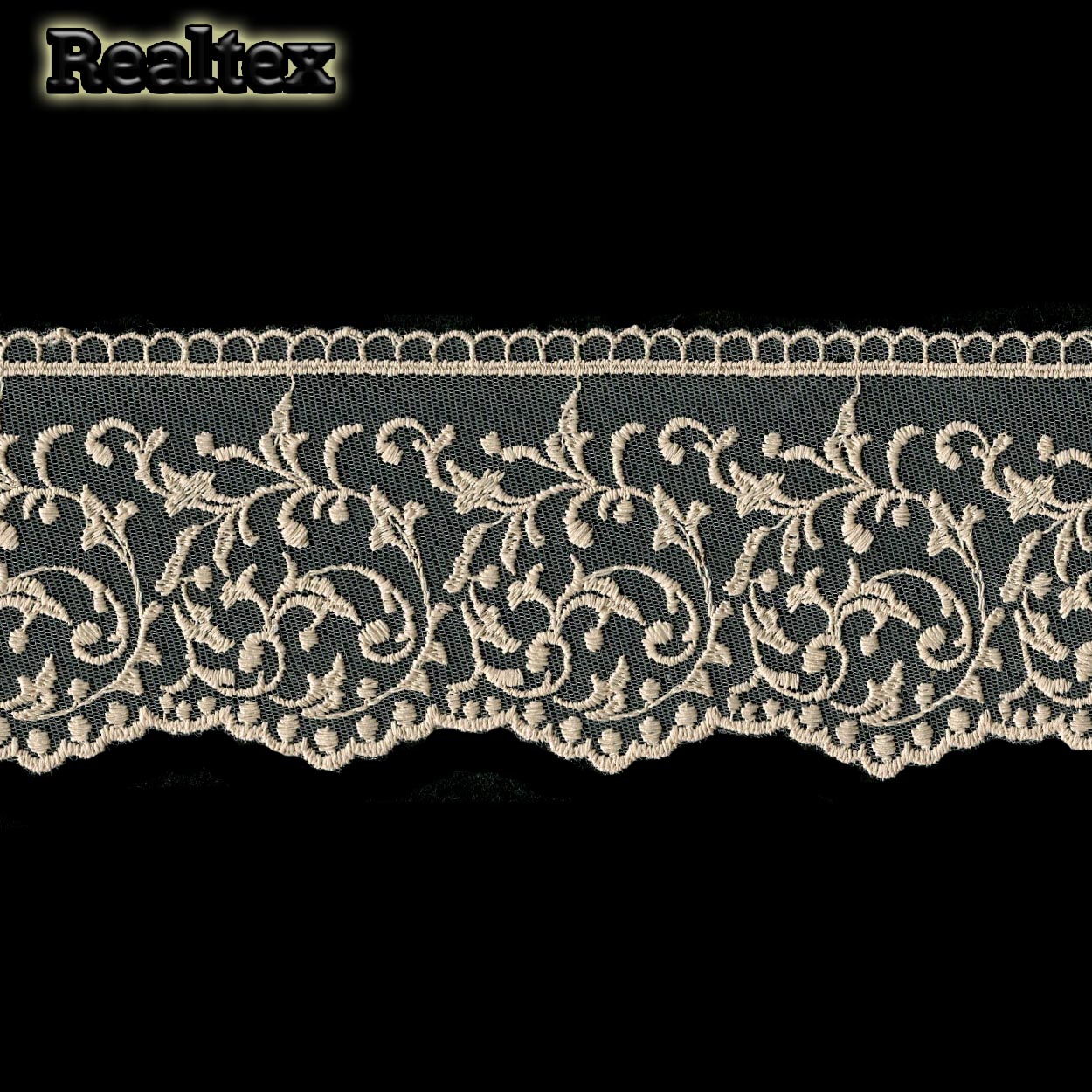 Кружево Реалтекс на сетке  75мм 8BE1077 матовая нить цв.капучино