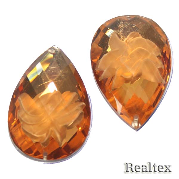 Стразы пластиковые пришивные AB-2 большие цв.т.желтый 