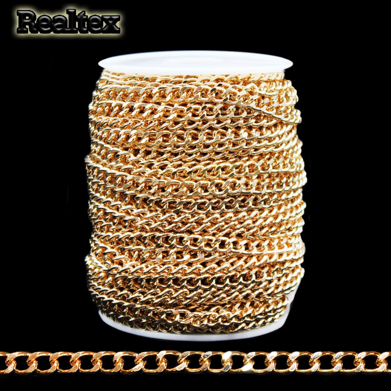 Цепочка декоративная RS B 5,5*7,5*1,4мм (25м) цв.золото 