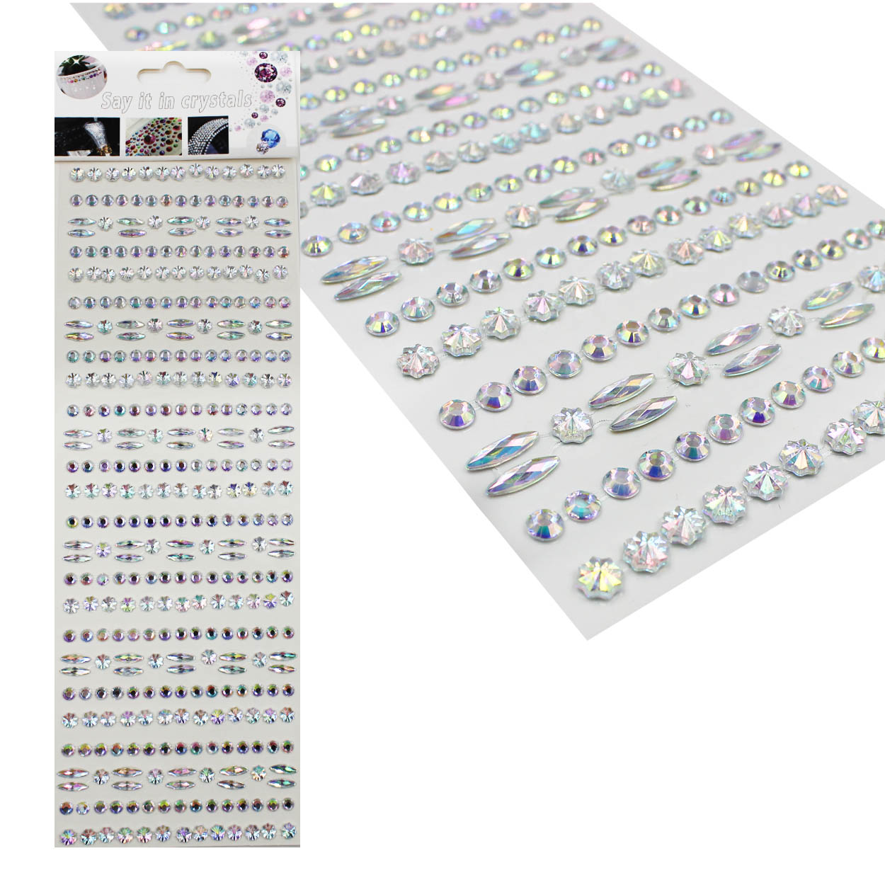 Стразы клеевые акриловые Realtex №3/1 (блистер) (355шт) цв.кристалл АВ