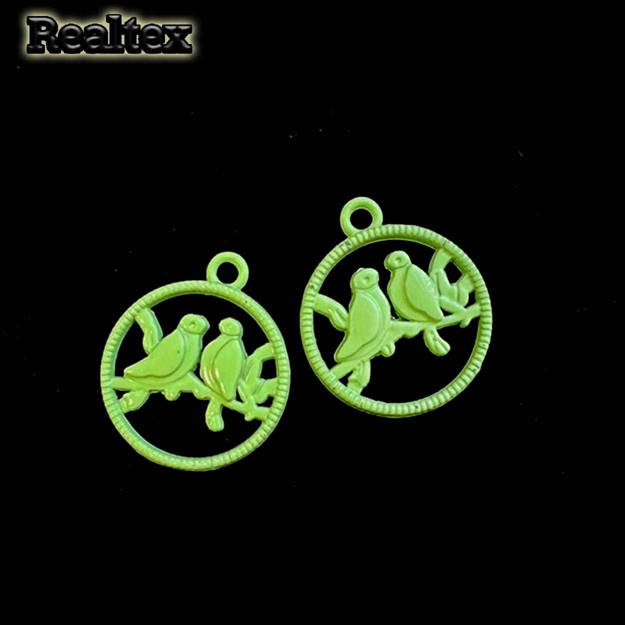 Подвеска металл 4722 "2 птички" 20мм цв.салатовый