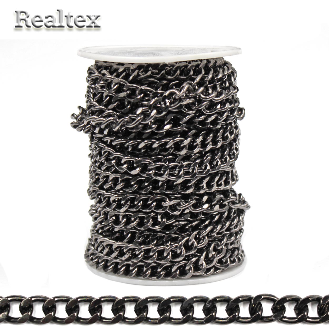 Цепочка декоративная RS B 7*9*1,8мм (10м) цв.черный никель 