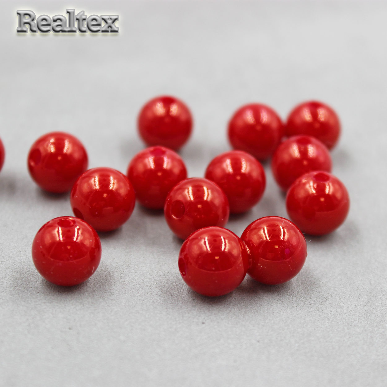 Бусины пластик Realtex 14мм под жемчуг (500гр) цв.40 красный