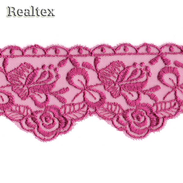 Кружево на сетке  60мм 54-4069 цв.762 малиновый