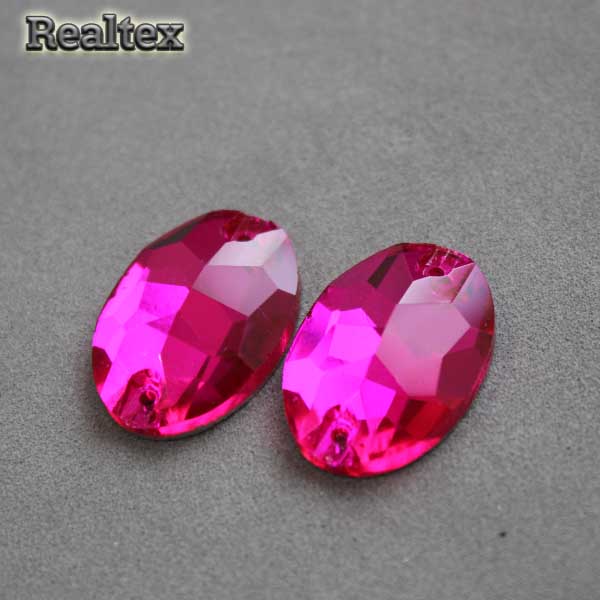 Стразы пришивные стекло овал 11*16мм Реалтекс цв.27 Fuchsia