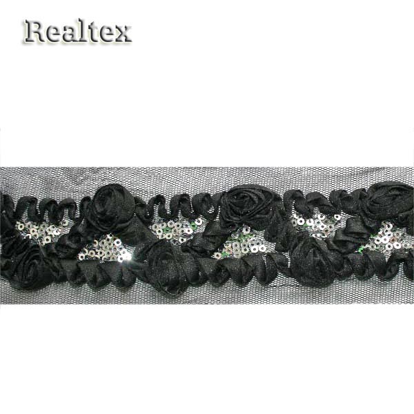 Тесьма с пайетками XDG 475 60мм цв.черный