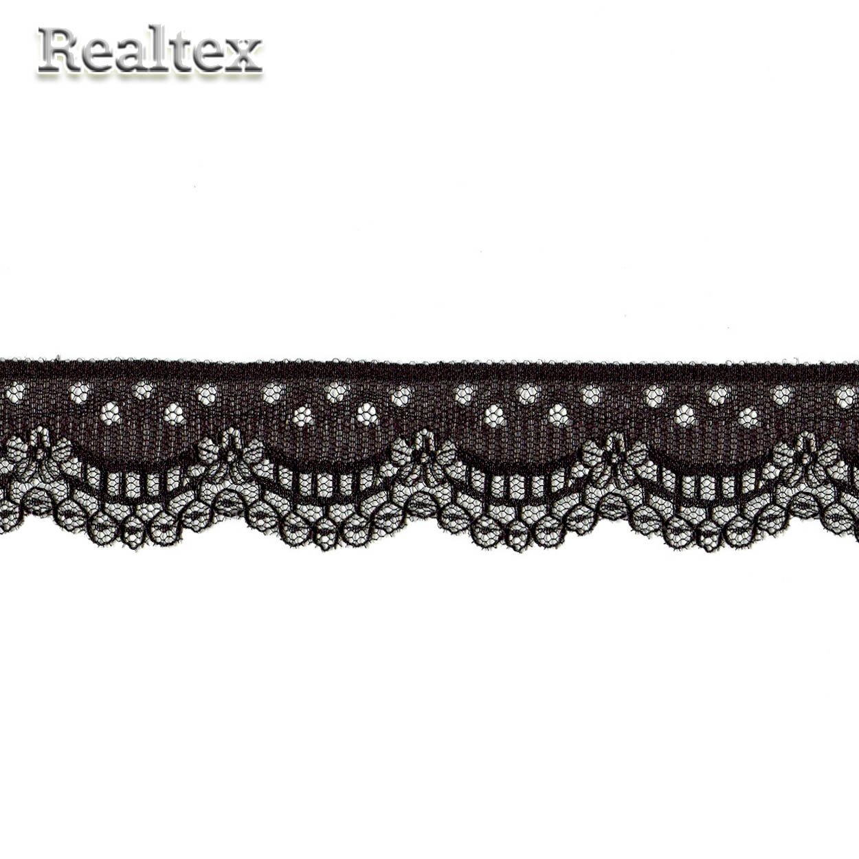 Кружево капроновое Realtex  35мм SC 90 (25м) цв.черный