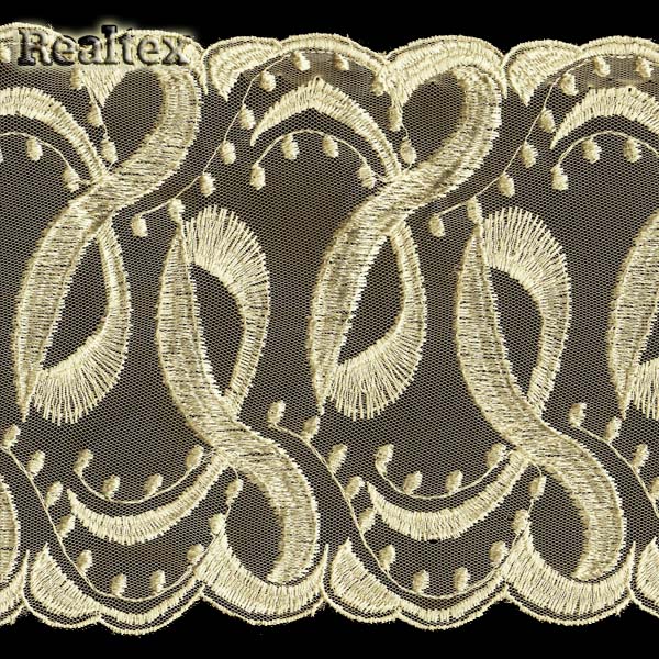 Кружево на сетке 130мм 54-4123 цв.1003 оливковый